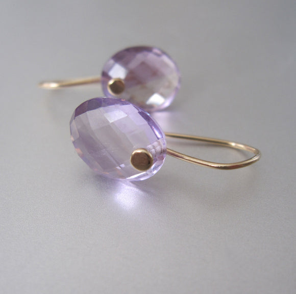 Small Amethyst Ovals Solid 14k Gold Earrings