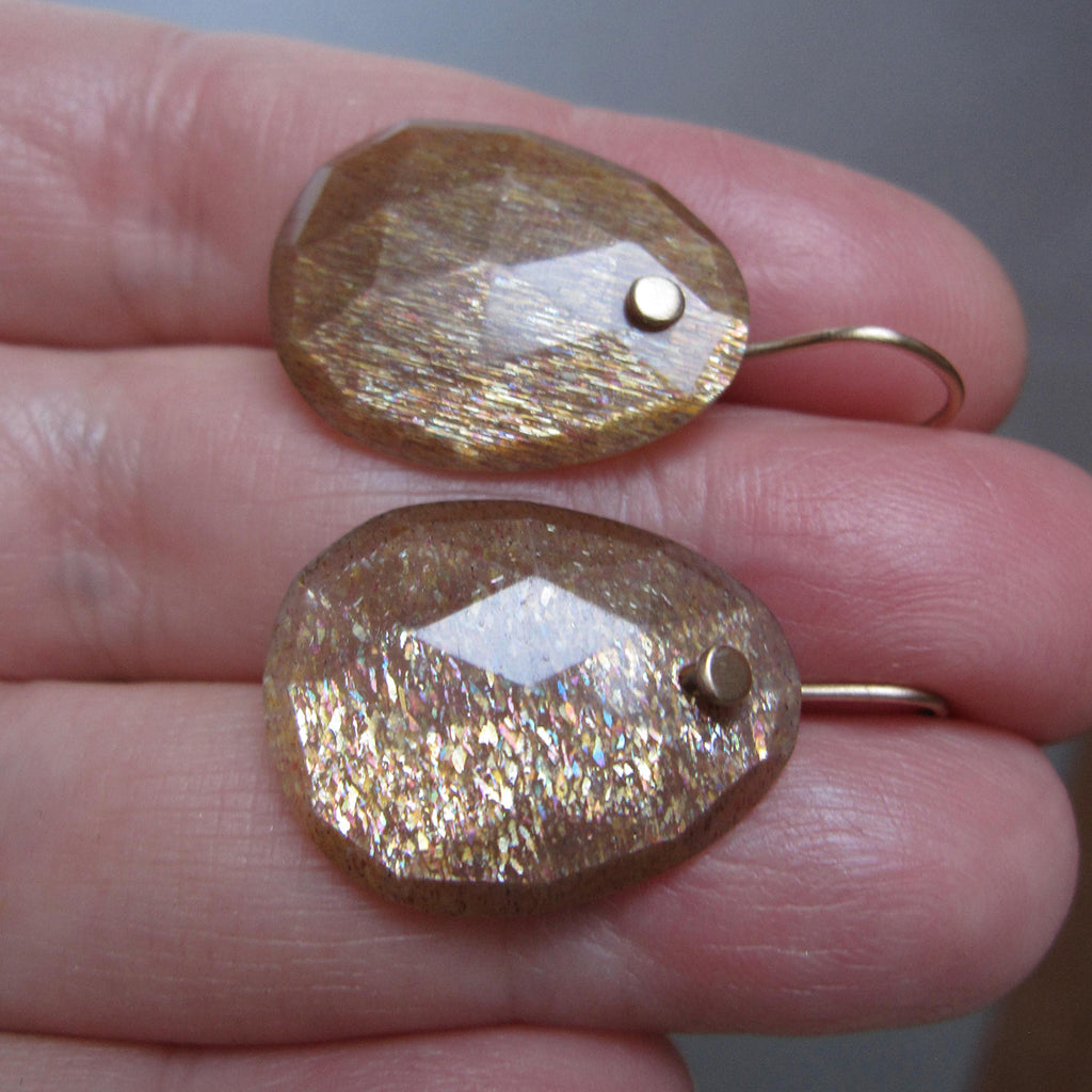 golden sunstone rose cut slices solid 14k gold earrings6