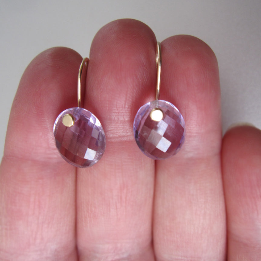 Small Amethyst Ovals Solid 14k Gold Earrings6
