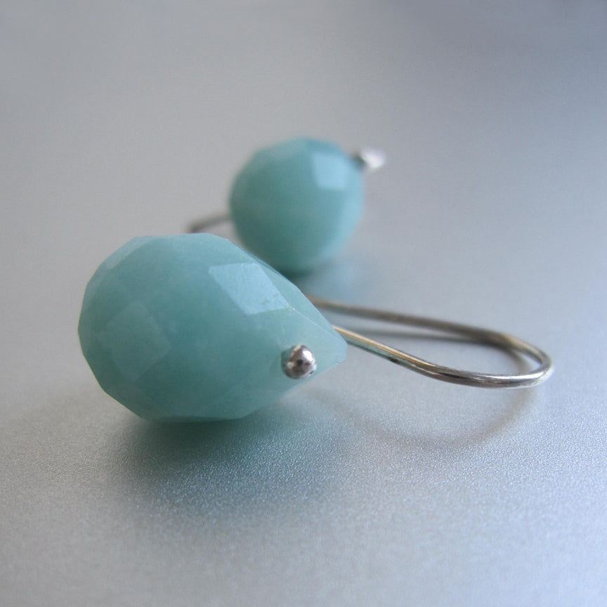 Amazonite Faceted Drops Sterling Silver Earrings