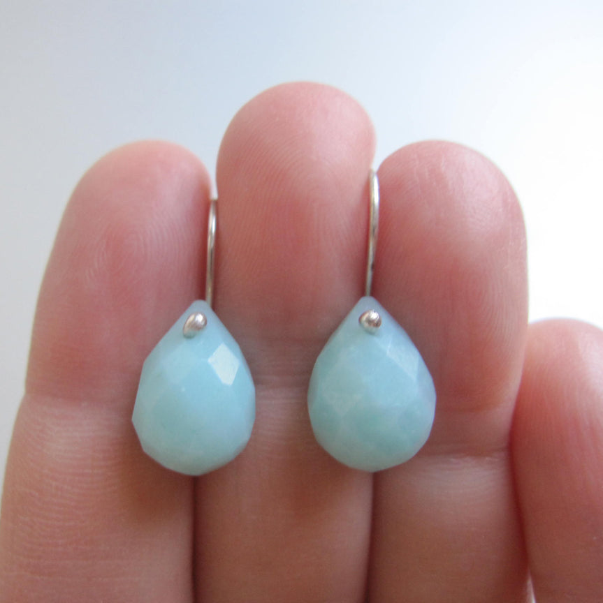 Amazonite Faceted Drops Sterling Silver Earrings3