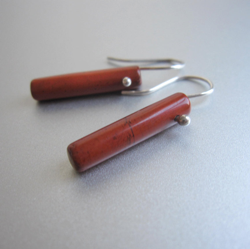 red jasper rods sterling silver earrings