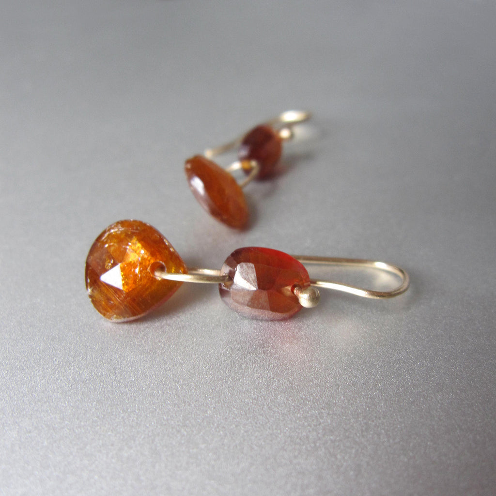 orange garnet and kyanite double drops solid 14k gold earrings3