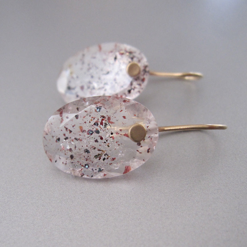 lepidocrocite hematite quartz oval drops solid 14k gold earrings3