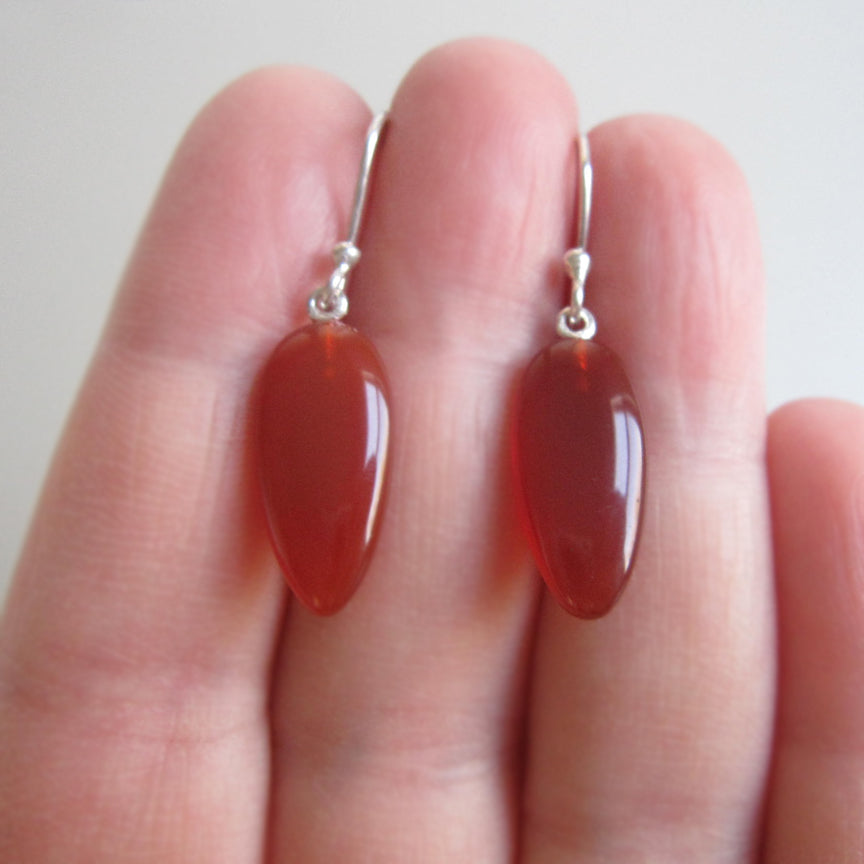 smooth carnelian red orange drops sterling silver earrings5
