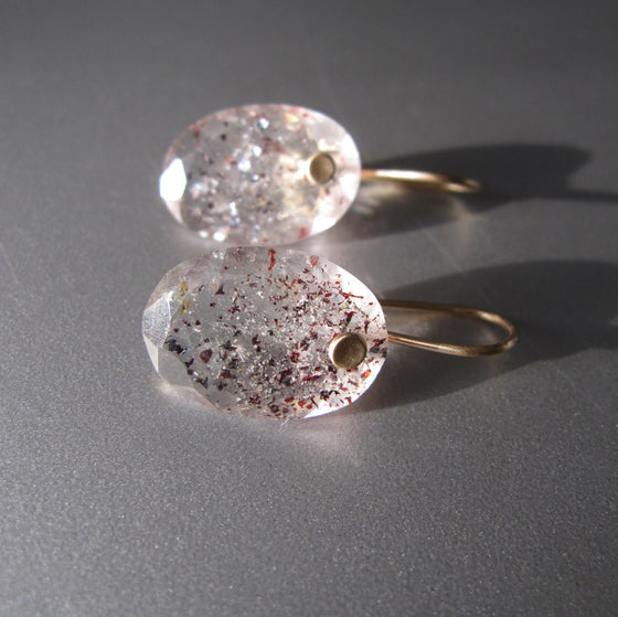 lepidocrocite hematite quartz oval drops solid 14k gold earrings