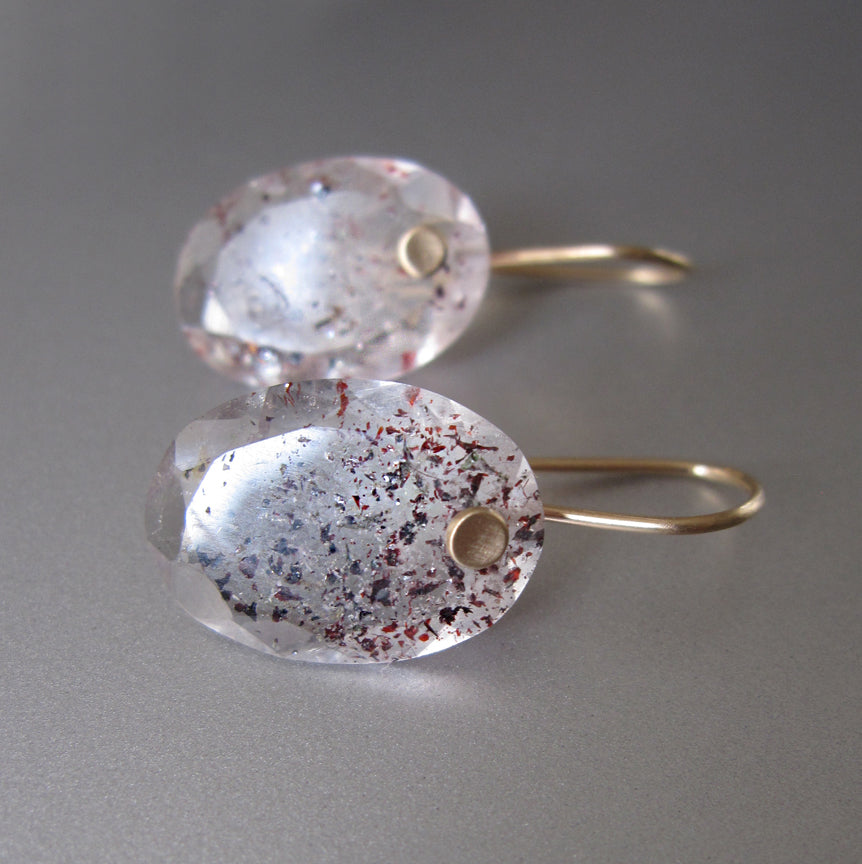 lepidocrocite hematite quartz oval drops solid 14k gold earrings2