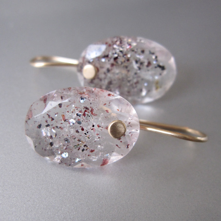 lepidocrocite hematite quartz oval drops solid 14k gold earrings4