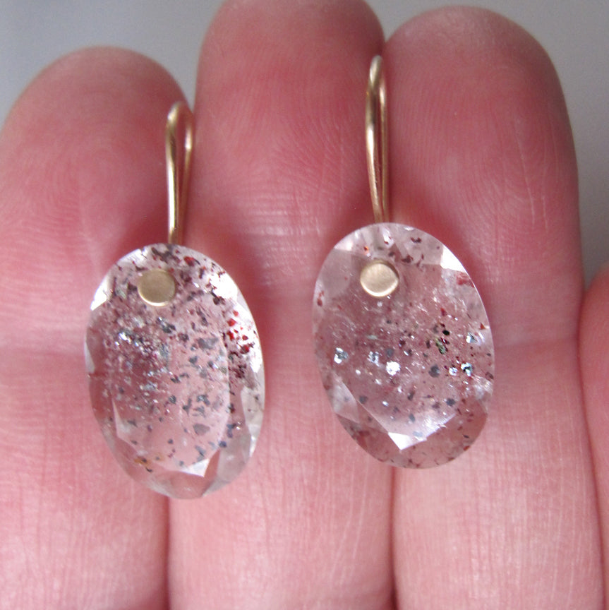 lepidocrocite hematite quartz oval drops solid 14k gold earrings5