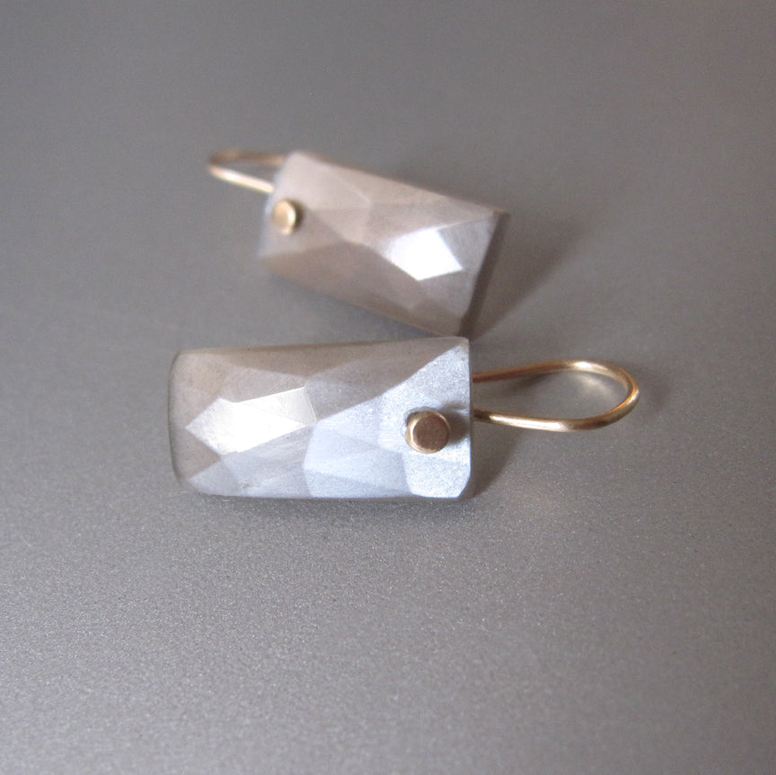 Gray Moonstone Rose Cut Baguette Drops Solid 14k Gold Earrings2