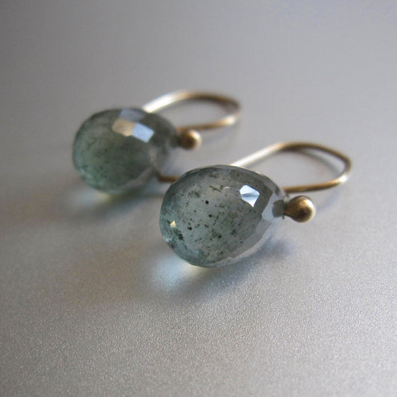 small moss aquamarine faceted drops solid 14k gold earrings