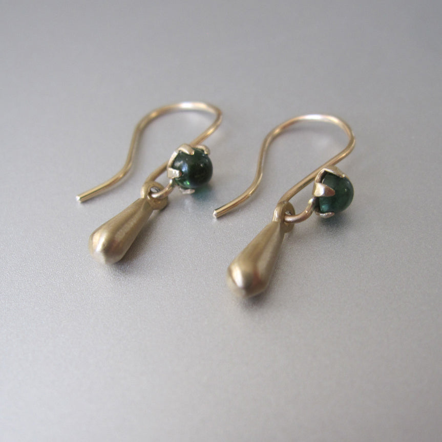 solid 14k gold drop earrings with green tourmaline3
