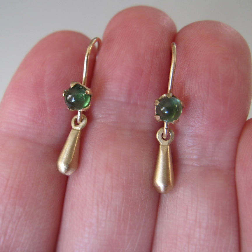 solid 14k gold drop earrings with green tourmaline5