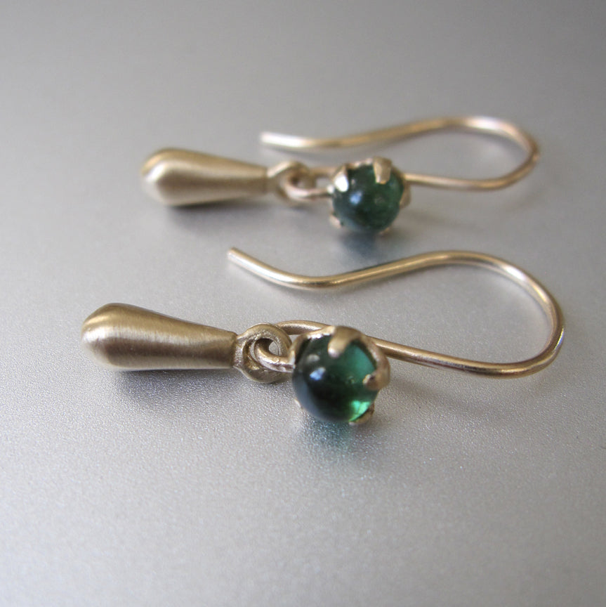 solid 14k gold drop earrings with green tourmaline6