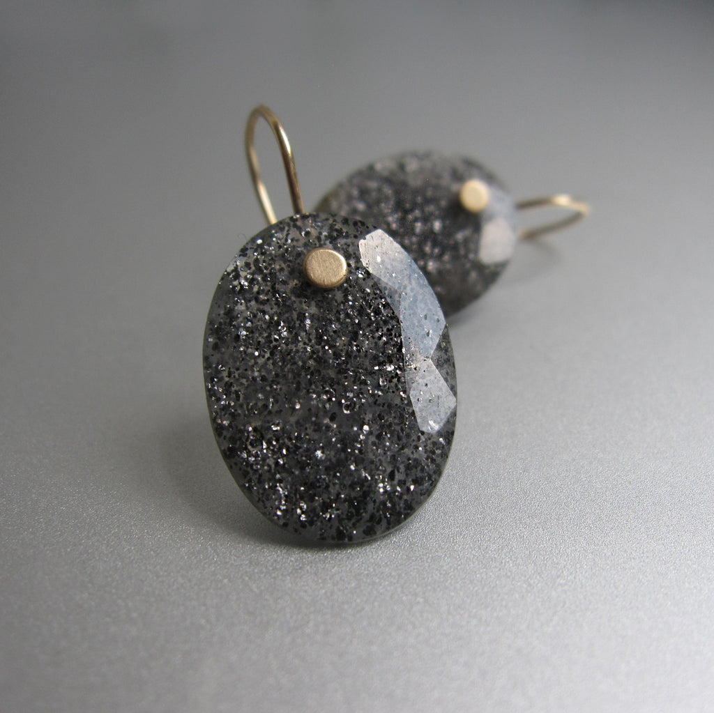 faceted black sunstone oval drops solid 14k gold earrings5