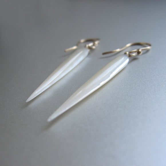 mother of pearl spikes solid 14k gold earrings