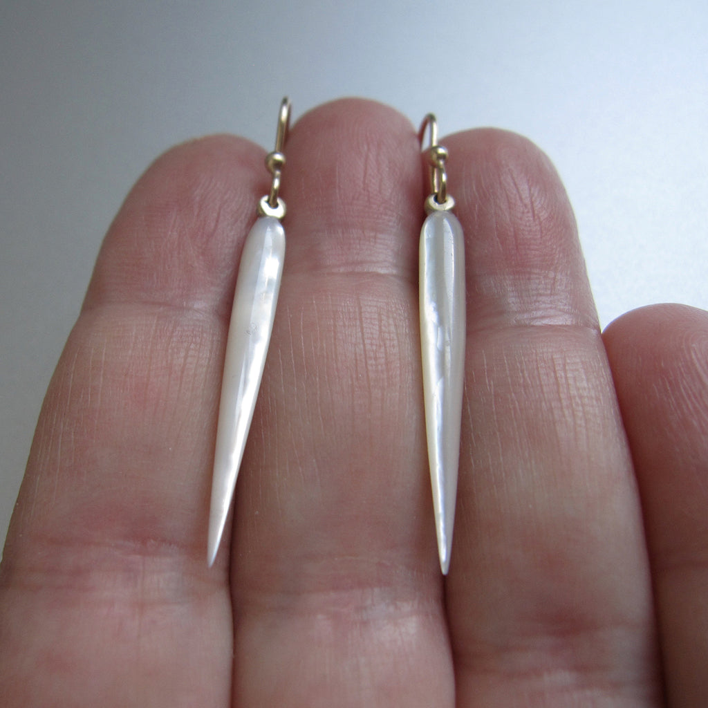 mother of pearl spikes solid 14k gold earrings5