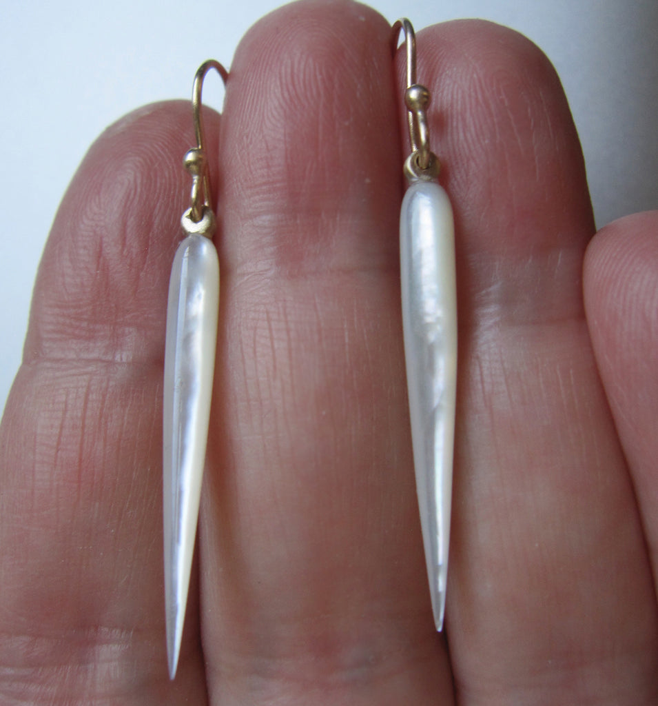 mother of pearl spikes solid 14k gold earrings6