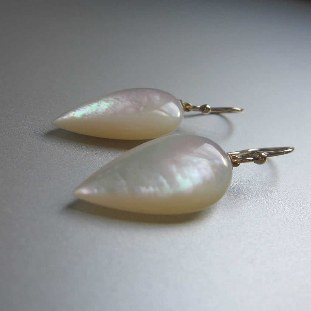 mother of pearl long pointed drops solid 14k gold earrings2