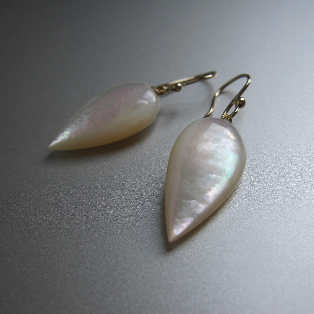 mother of pearl long pointed drops solid 14k gold earrings3