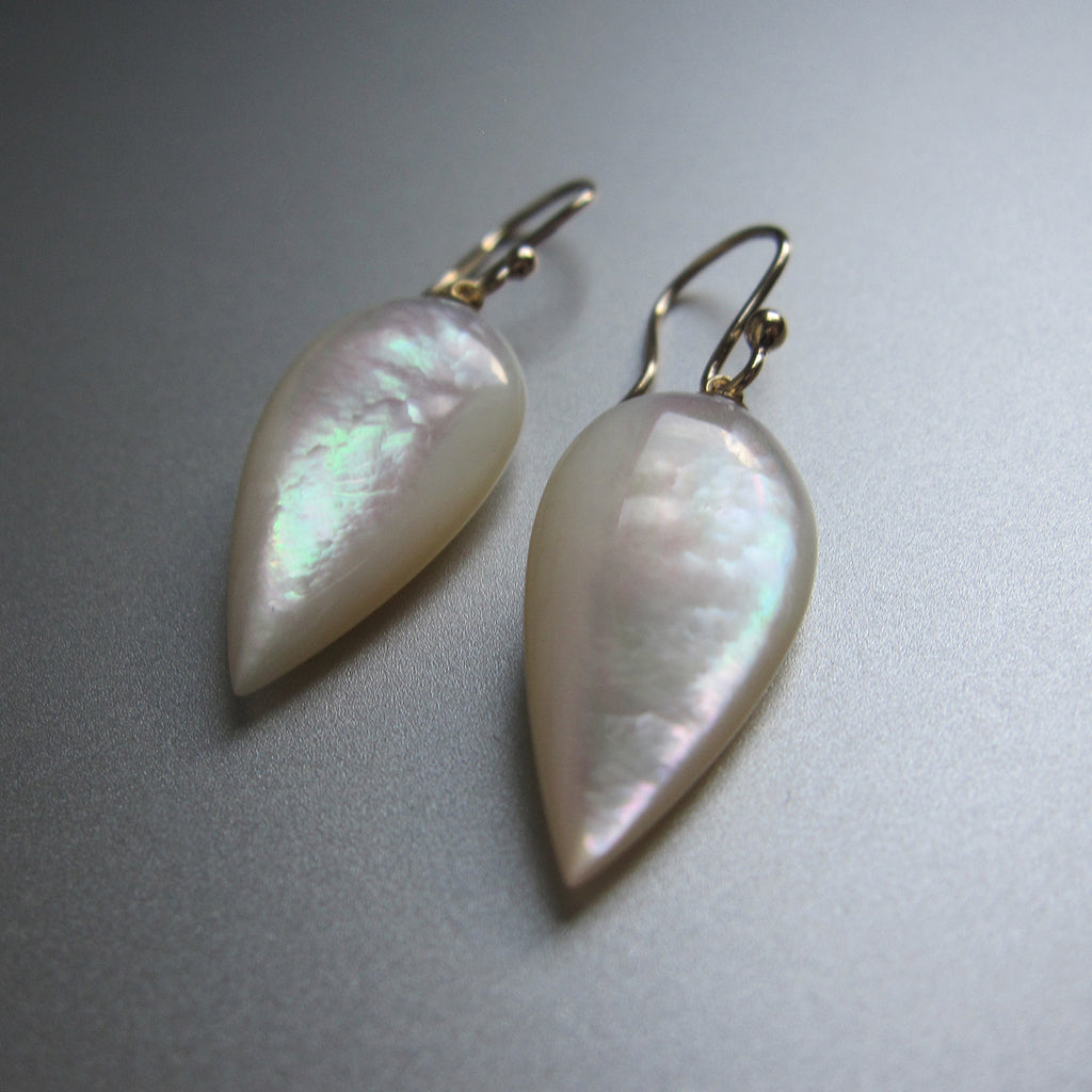 mother of pearl long pointed drops solid 14k gold earrings4