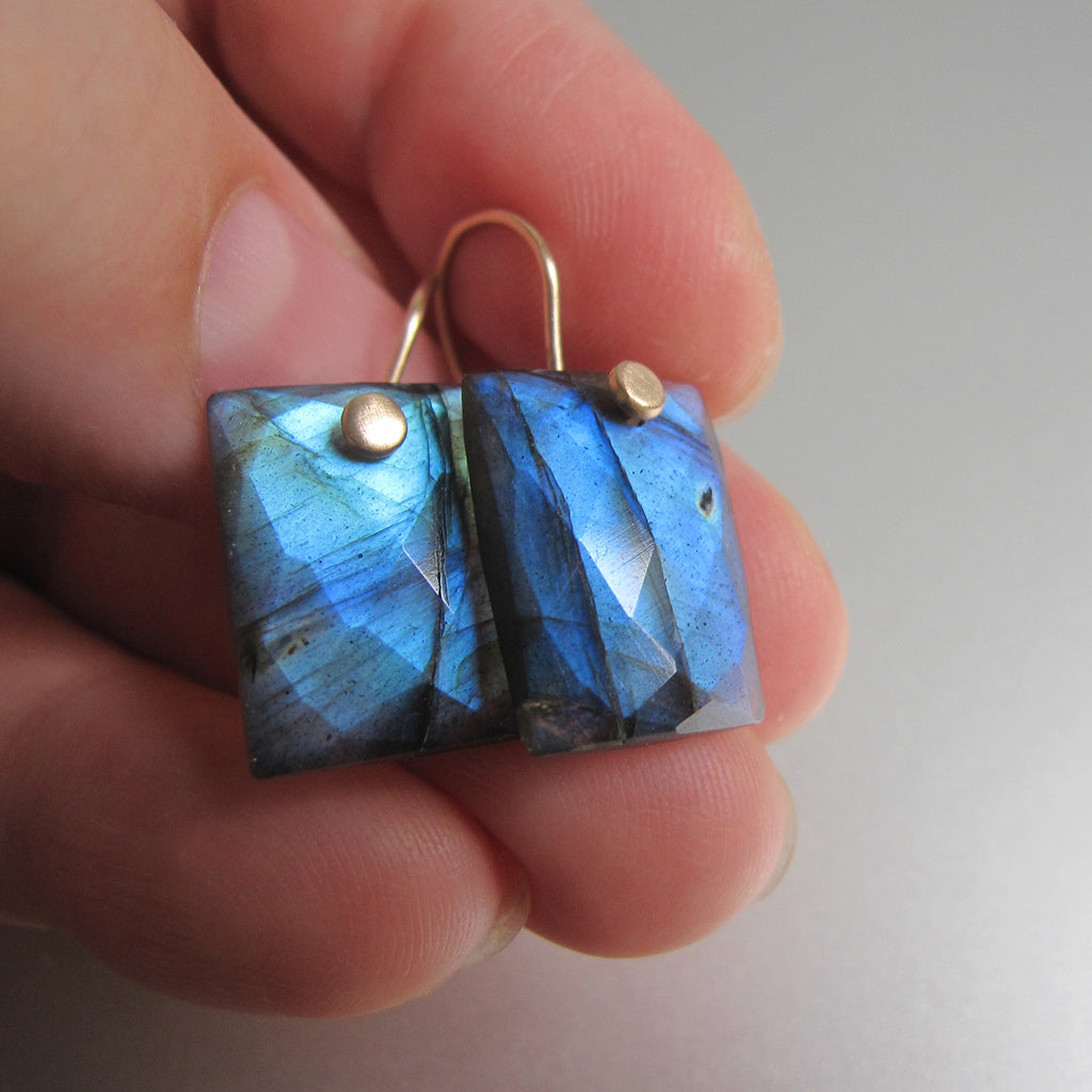 blue labradorite faceted small cushion drops solid 14k gold earrings6