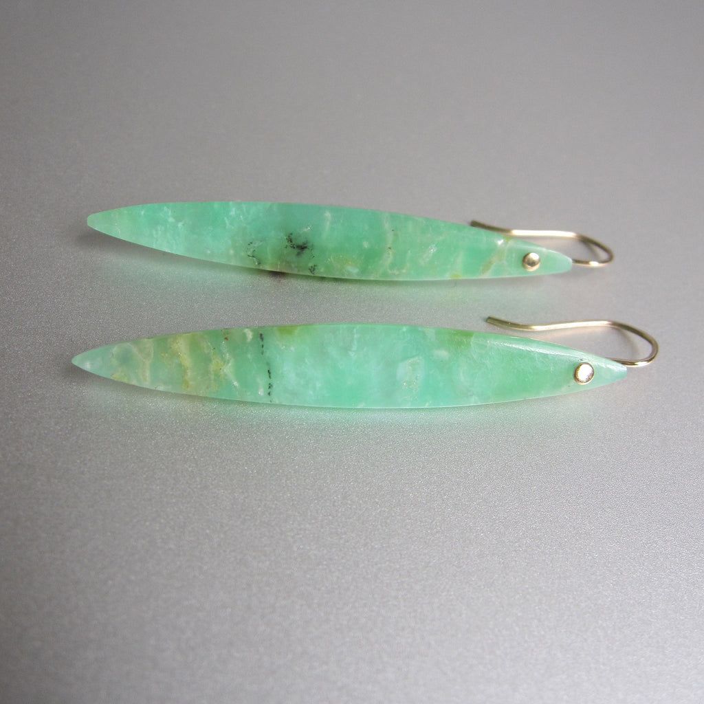 long skinny chrysoprase marquise drops solid 14k gold earrings5