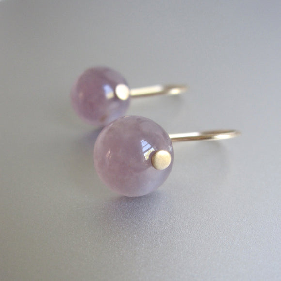 purple chalcedony buttons solid 14k gold earrings