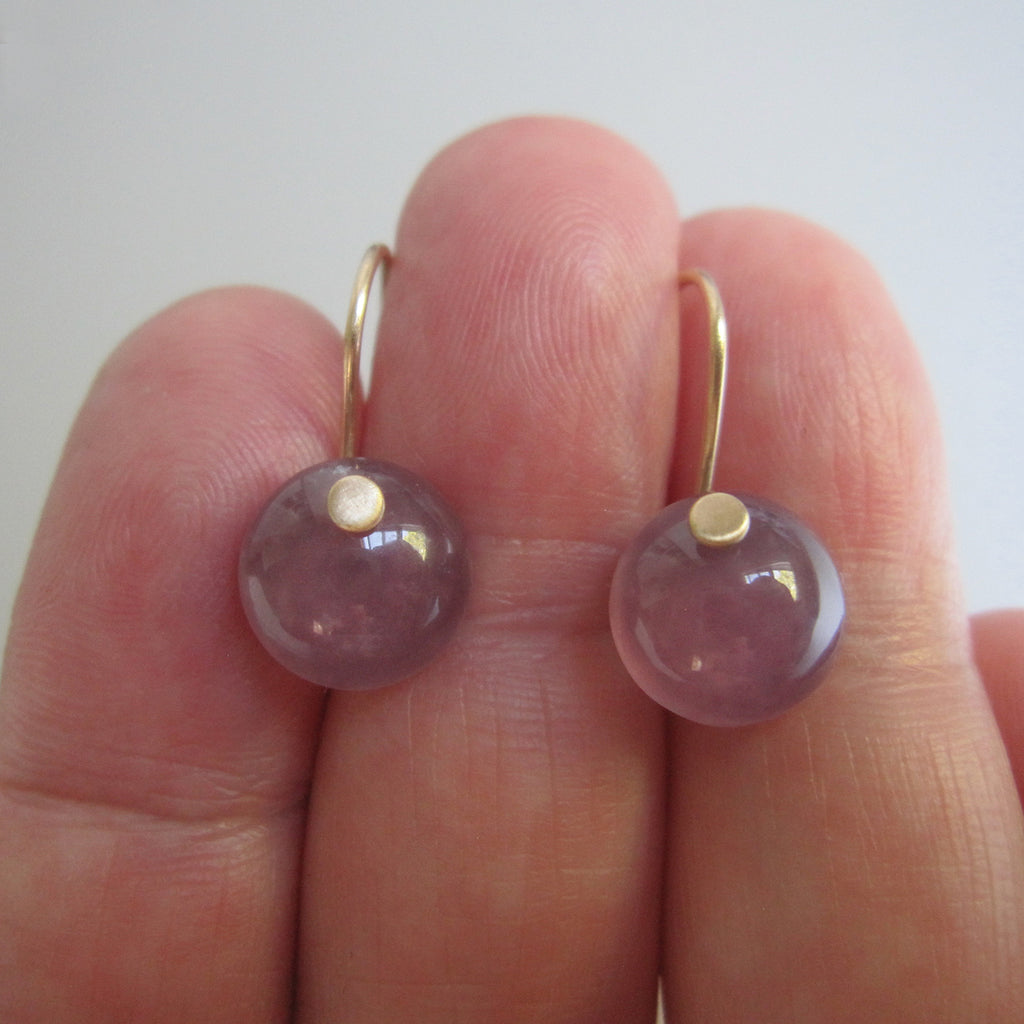 purple chalcedony buttons solid 14k gold earrings6