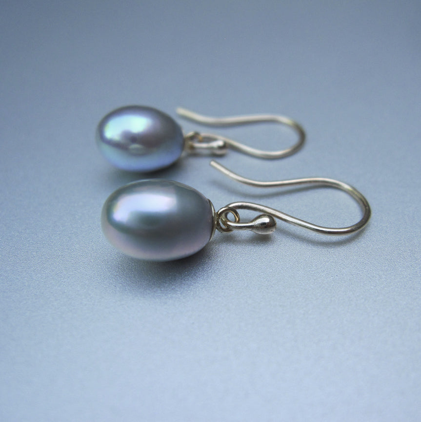 light gray freshwater pearl drops solid 14k gold earrings3