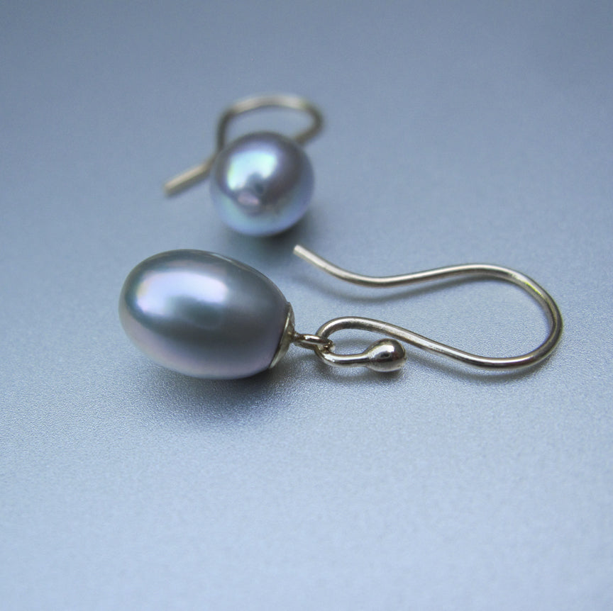 light gray freshwater pearl drops solid 14k gold earrings4