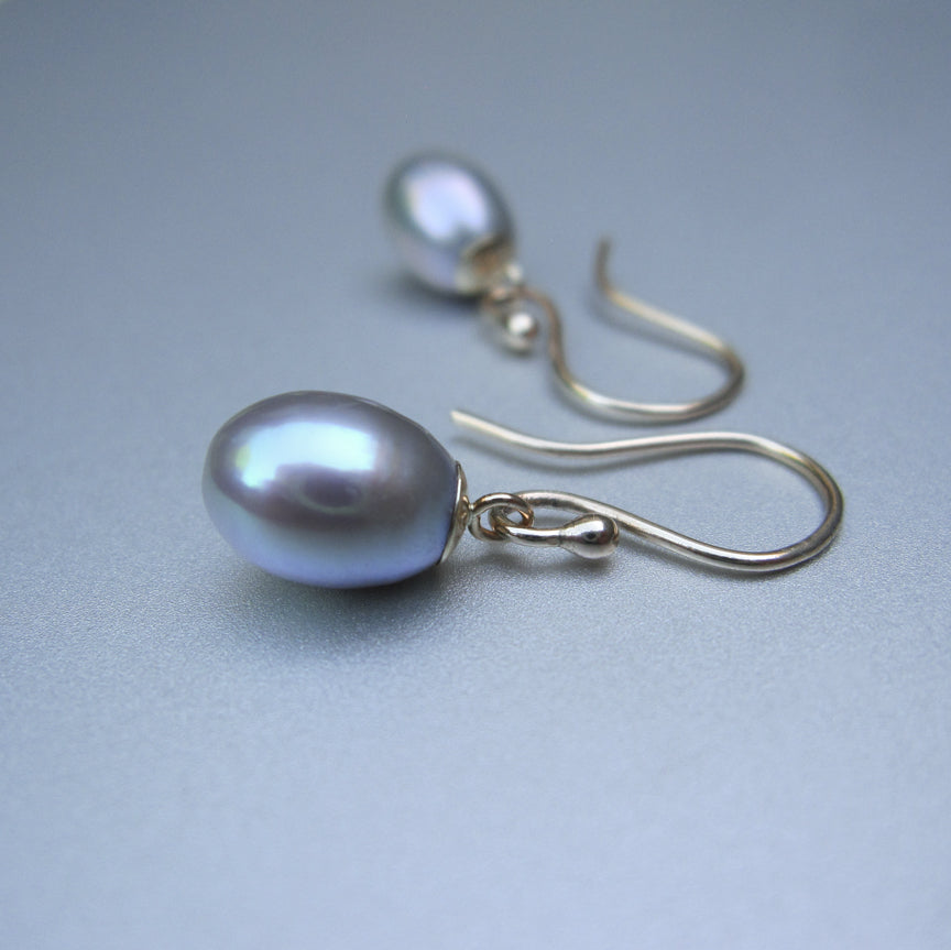 light gray freshwater pearl drops solid 14k gold earrings5