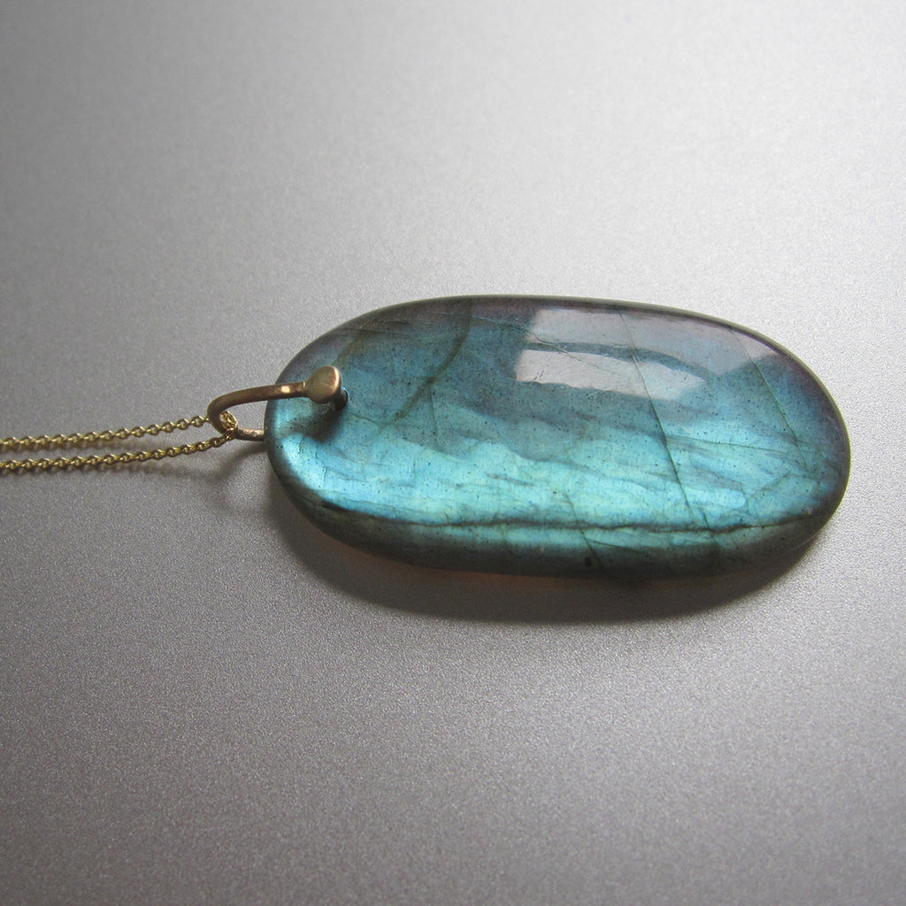 Blue Labradorite Long Drop solid 14k gold necklace3