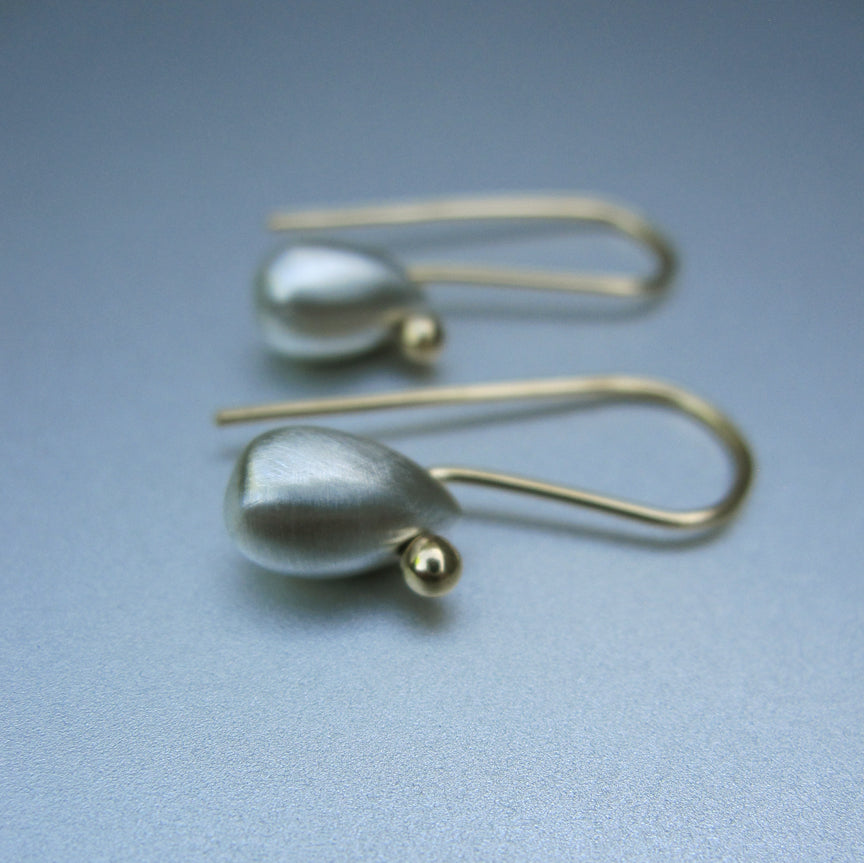 solid sterling silver drops solid 18k gold earwire earrings