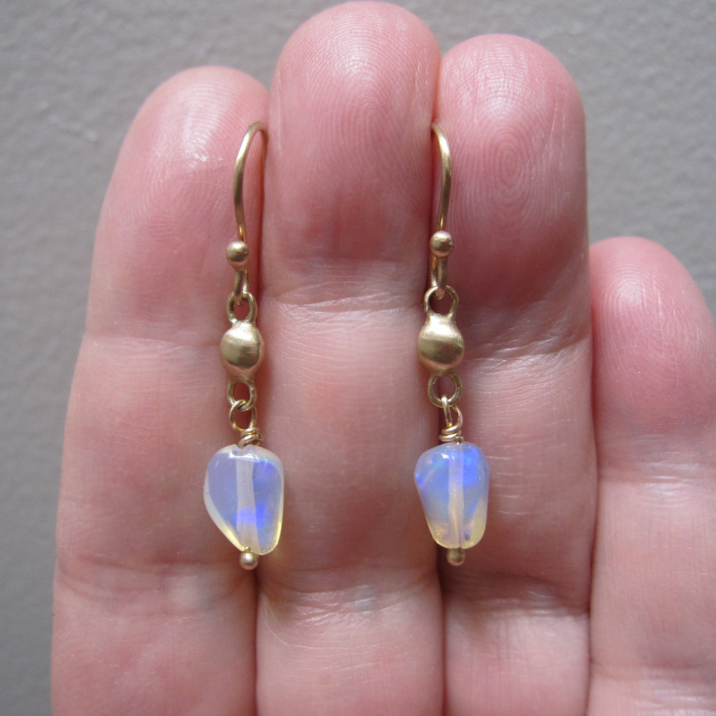 welo opal pebble drops solid 14k gold droplet link earrings6