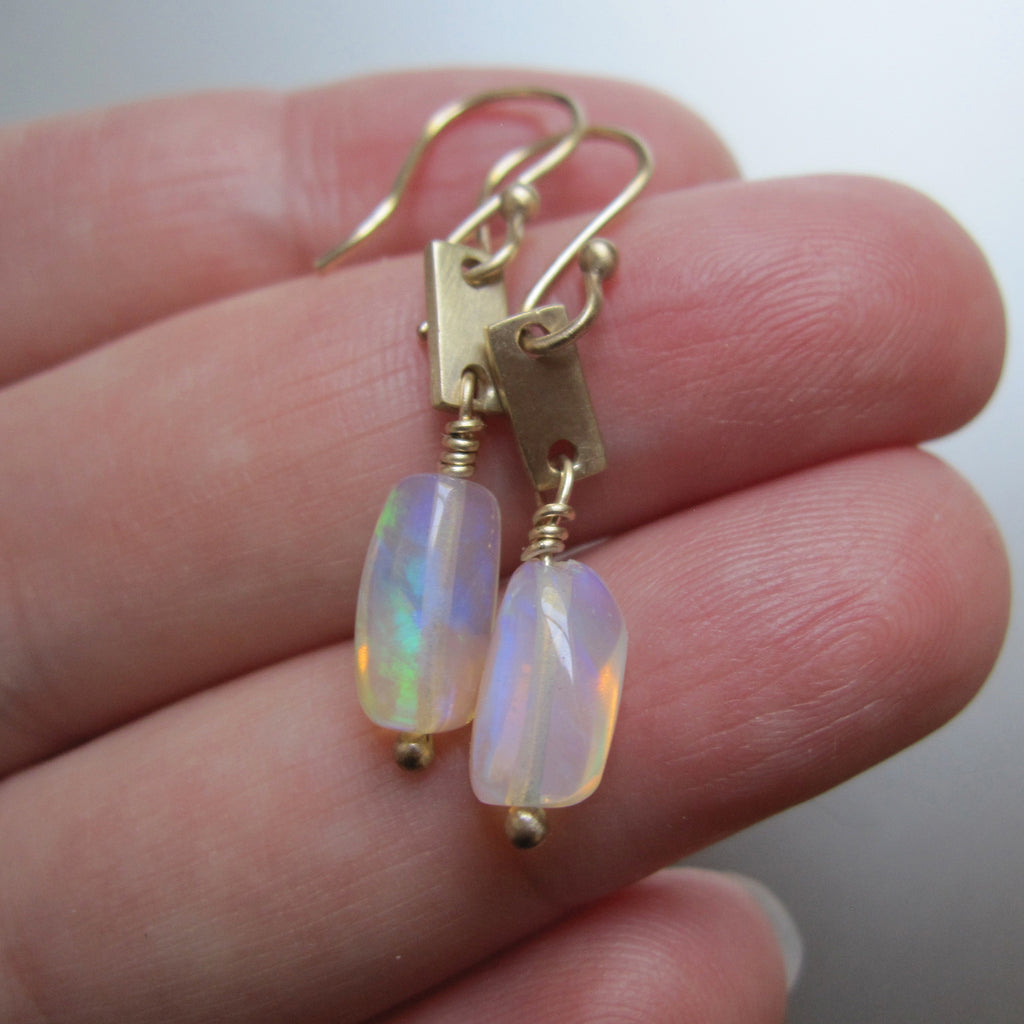 welo opal nugget solid 14k gold tab earrings2