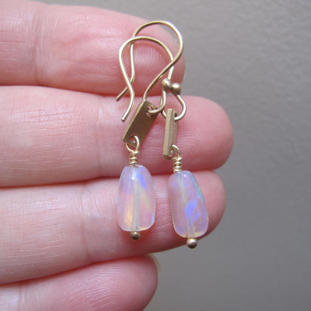 welo opal nugget solid 14k gold tab earrings5