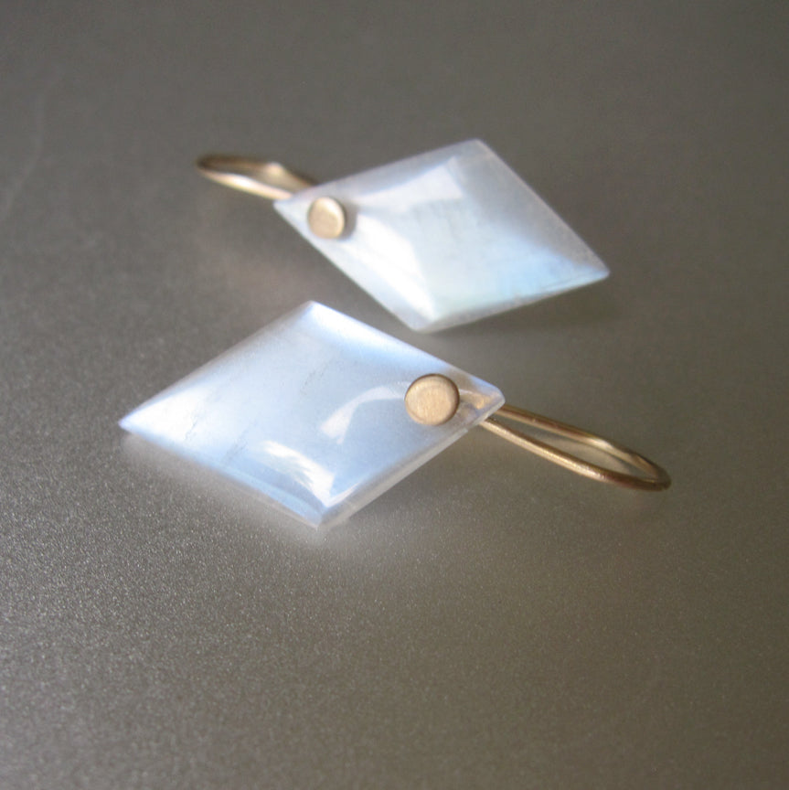 Blue Moonstone Slice Diamond Drops Solid 14k Yellow Gold Earrings3