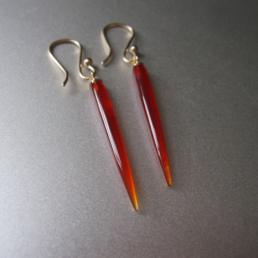 thin red carnelian spikes solid 14k gold earrings3
