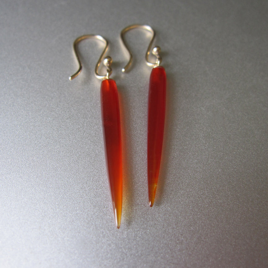 thin red carnelian spikes solid 14k gold earrings5