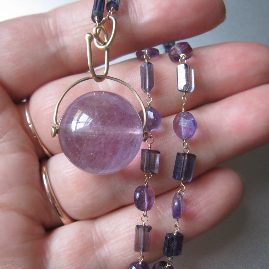 long amethyst and iolite 14k gold necklace with amethyst large marble pendant2