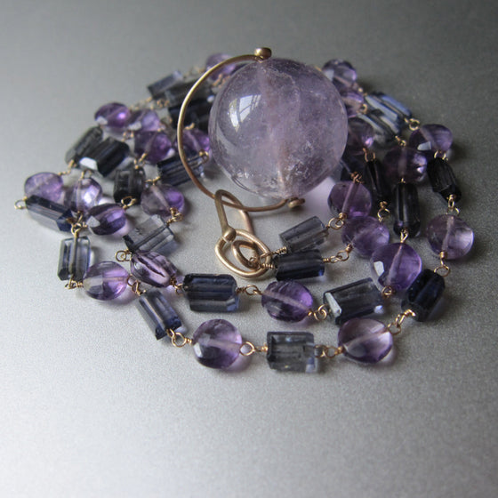 long amethyst and iolite 14k gold necklace with amethyst large marble pendant7