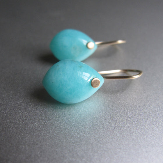 small amazonite pointed drops solid 14k gold earrings