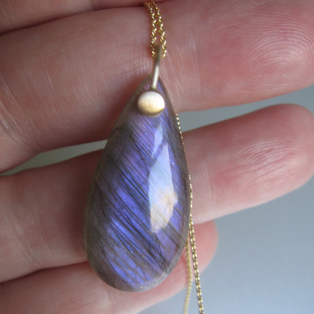 purple blue labradorite drop solid 14k gold necklace5