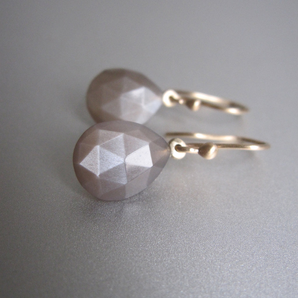small faceted warm gray moonstone drops solid 14k gold earrings5