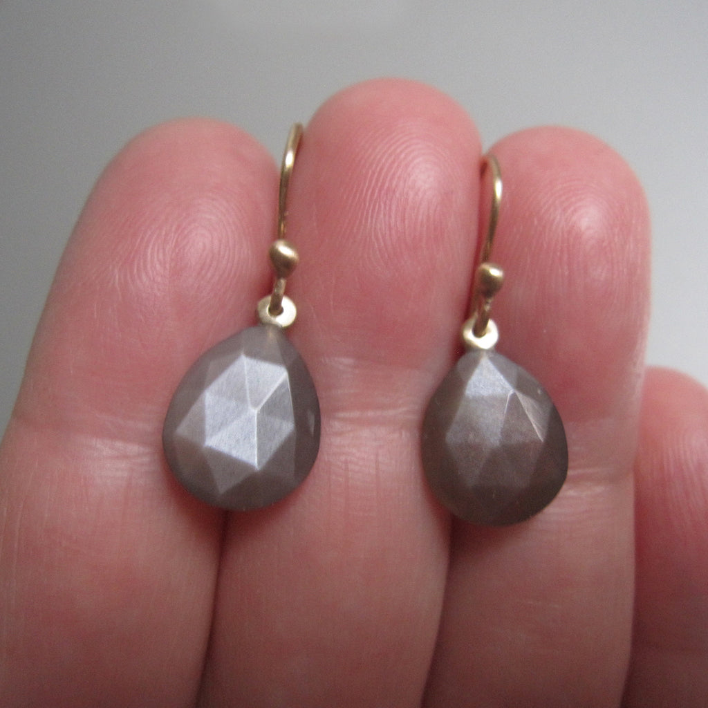 small faceted warm gray moonstone drops solid 14k gold earrings7