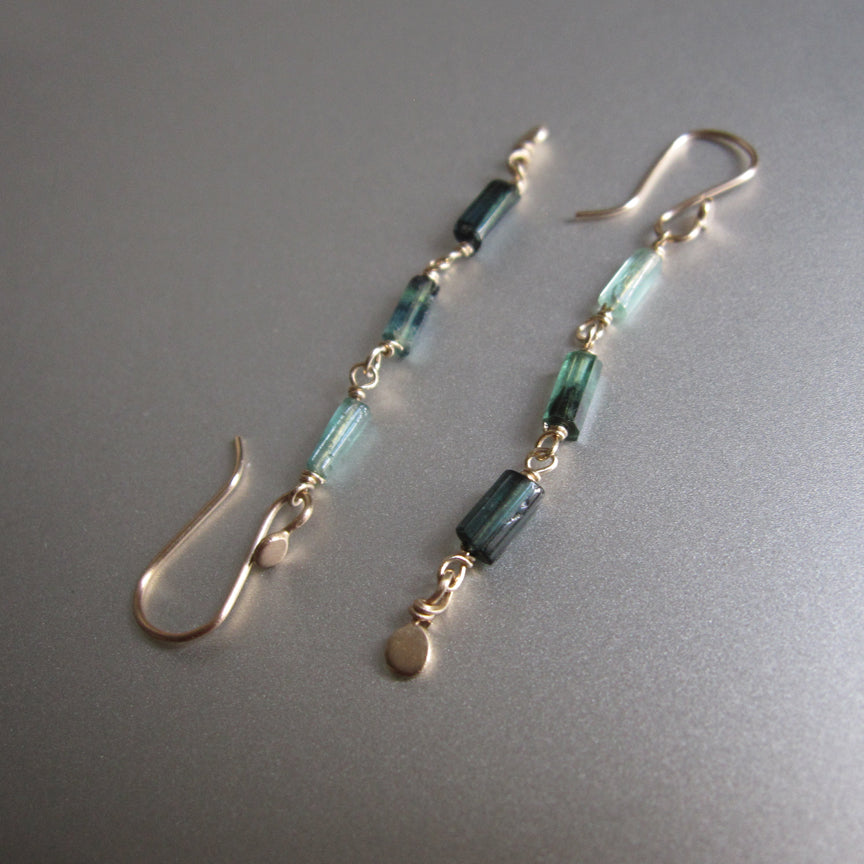 indicolite green tourmaline long crystal solid 14k gold earrings5