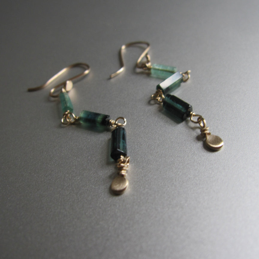 indicolite green tourmaline long crystal solid 14k gold earrings6