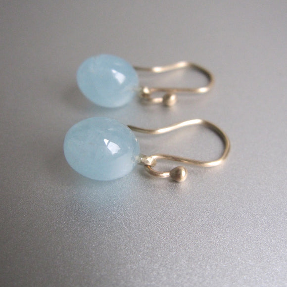 small aquamarine smooth drops solid 14k gold earrings