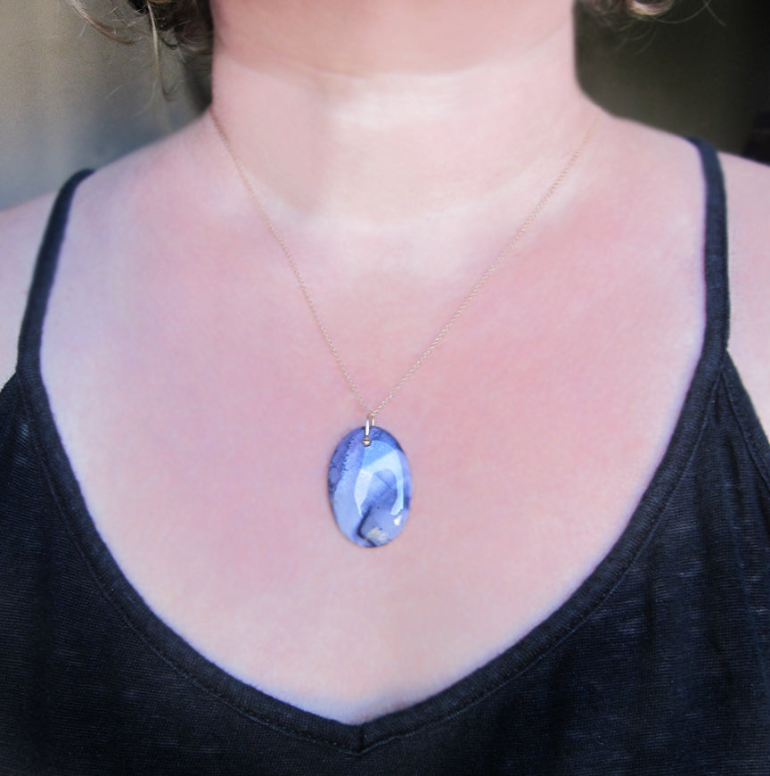 tiffany stone purple slice pendant solid 14k gold necklace3